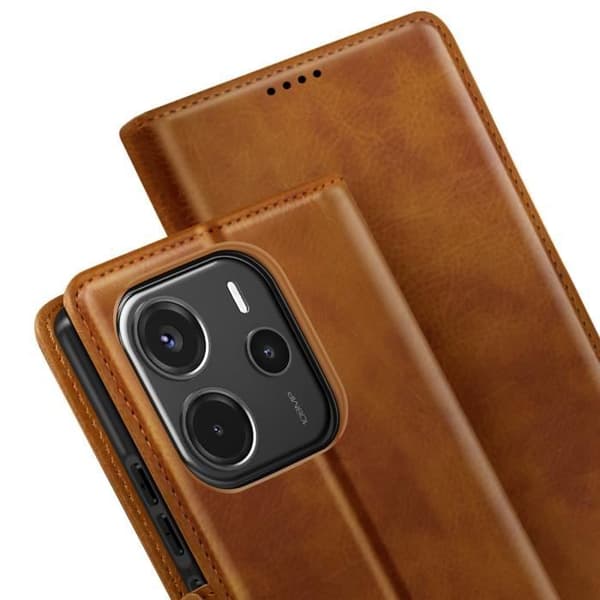 Smartphoneetui - Xiaomi - Redmi Note 14 4G - Brun - Videostøtte - Integrerede rum brun