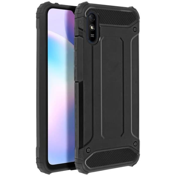 Coque - AVIZAR - Xiaomi Redmi 9A - Stødabsorberende - Relief - Sort Svart