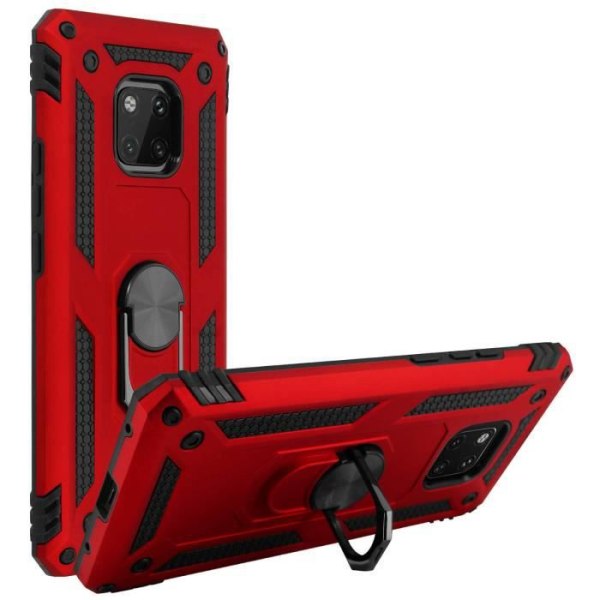 Huawei Mate 20 Pro Fodral Bi Material Stel Mjuk Ring Videostöd Röd