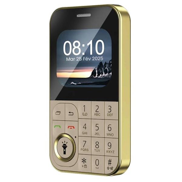 Mobiltelefon med knappar 2,01 tum Dubbel SIM Kurvigt Guld