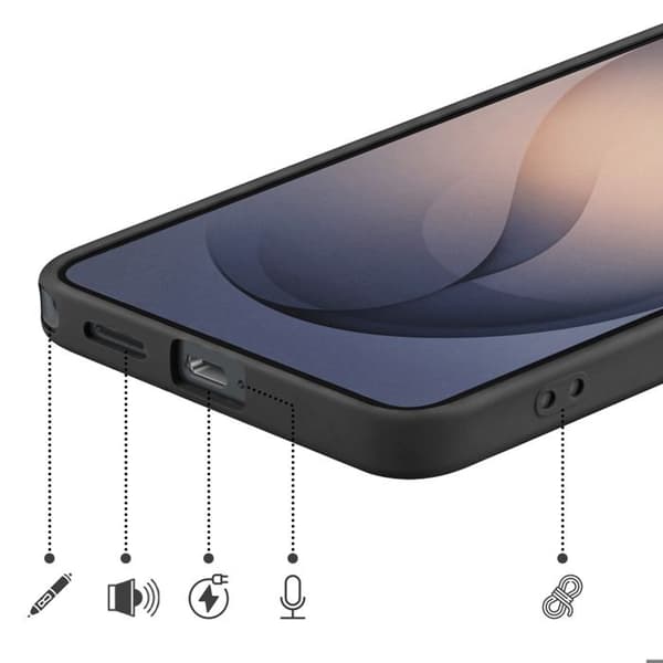 Silicone Soft-Touch-fodral för Galaxy S26 Ultra med svart mikrofiberfoder Svart