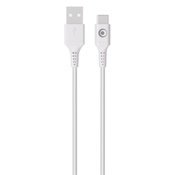 USB-A till USB-C FastCharge 15W 3A i vävd nylon 1.2m BigBen Connected Vit Vit