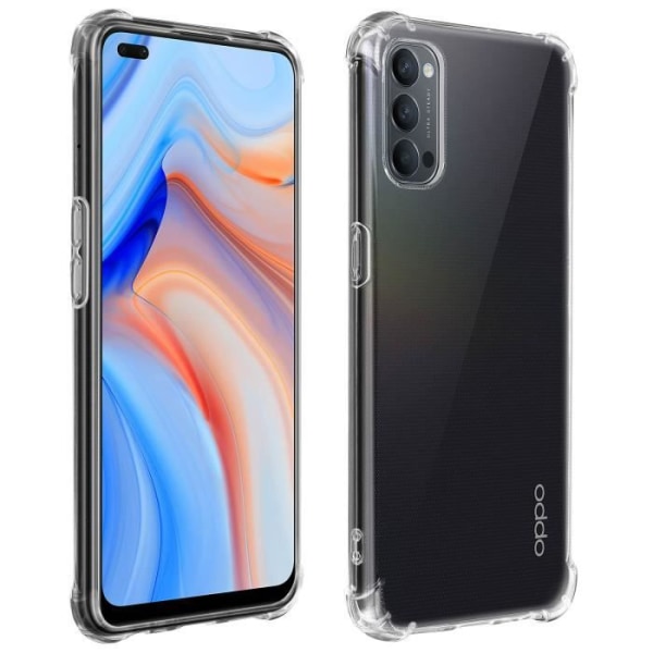 Oppo Reno 4 Case joustava iskunkestävä kulmat puskuri läpinäkyvä valkoinen