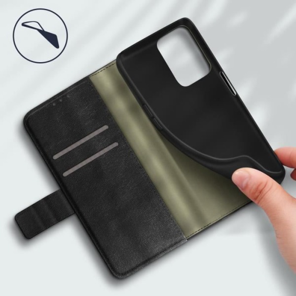 Oppo A74 5G og A54 5G Cover Grained Look Flip Wallet Video Stand Sort