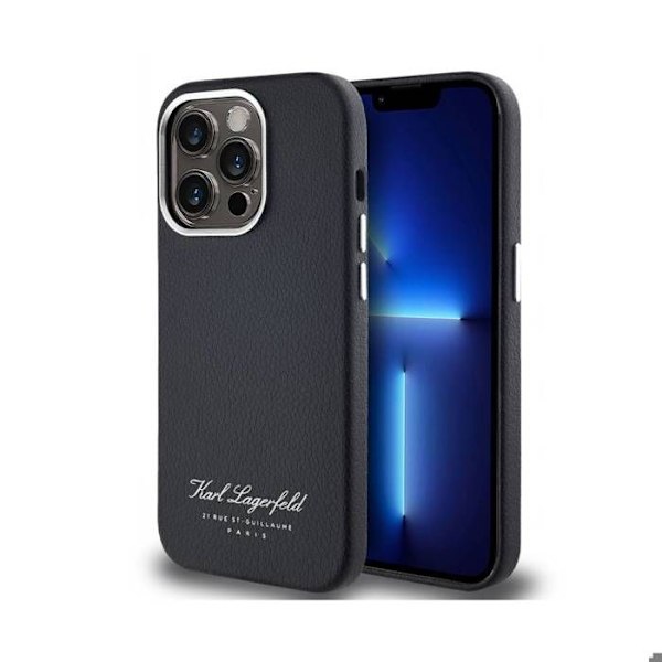 Coque til iPhone 14 Pro Max Hotel RSG Textureret Grainé Elegant Karl Lagerfeld Sort Svart