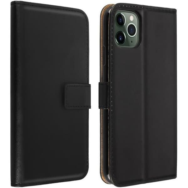 Hus folio - AVIZAR - iPhone 11 Pro - Ægte Læder - Stødabsorberende - Videostøtte Svart