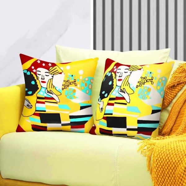 Set med 2 Kuddöverdrag 45x45 cm Broderade Art Stellia Flerfärgad