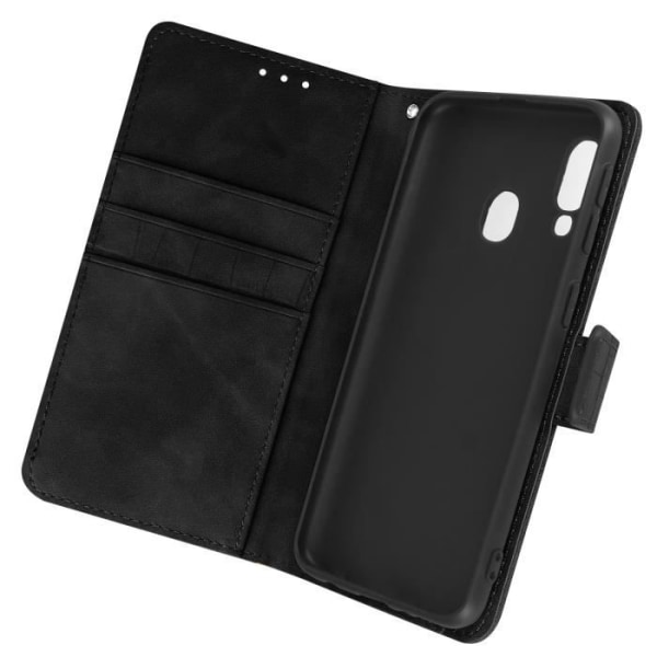 Etui til Samsung Galaxy A40 - MÆRKE - Krokodilleffekt - Pung - Videostativ - Sort Svart