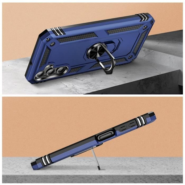 Taske til Samsung A05s - AVIZAR - Hybrid Ring Magnetic Support - Midnight Blue Blå