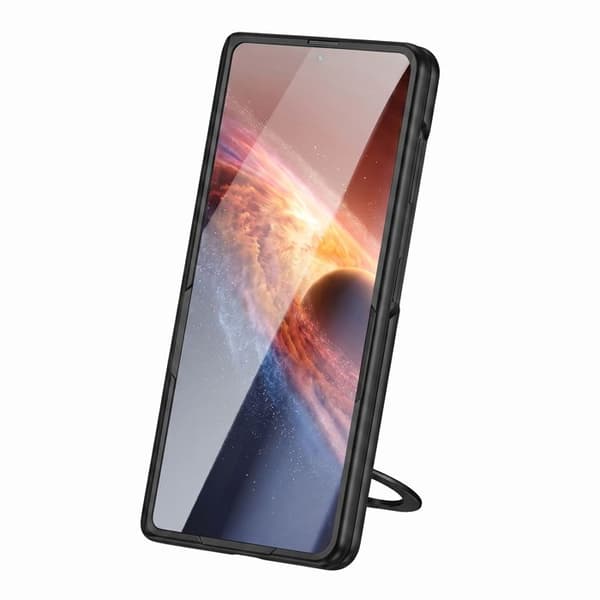Helcover til Honor Magic V6 med støtte-ring og sort hærdet glas Svart