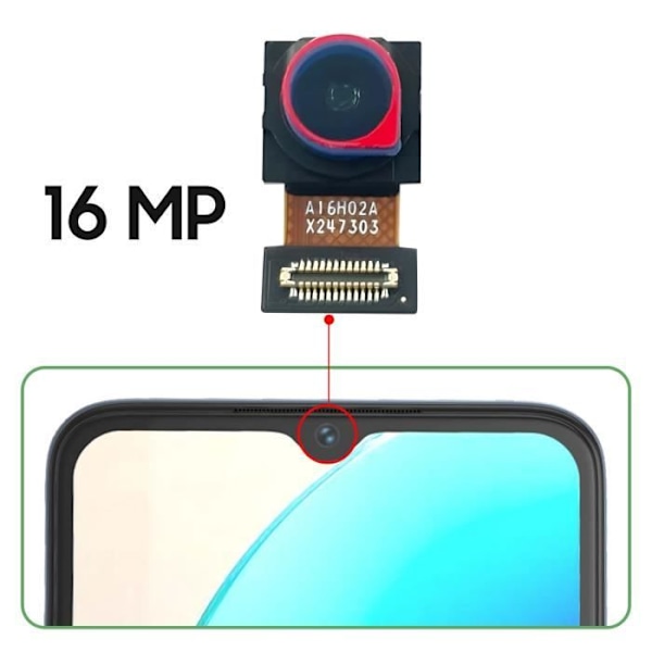 Frontkamera til Vivo Y35 16MP Selfie Sensor Sort Svart