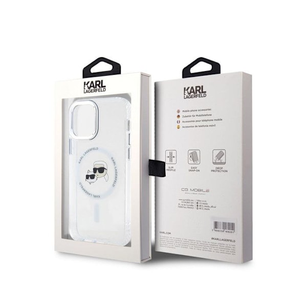 iPhone 12 / 12 Pro - IML-tulostettu K ja CH, MagSafe-yhteensopiva Karl Lagerfeld -läpinäkyvä kotelo Vit