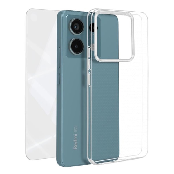 Suojapaketti Xiaomi Redmi Note 13 Pro 5G -kotelolle ja karkaistulle lasille Mayaxess Transparent Transparent