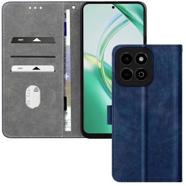 Kansi Honor 200 Smart Brushed Effect -lompakkoon ja Stand Midnight Blue -jalustalle Blå