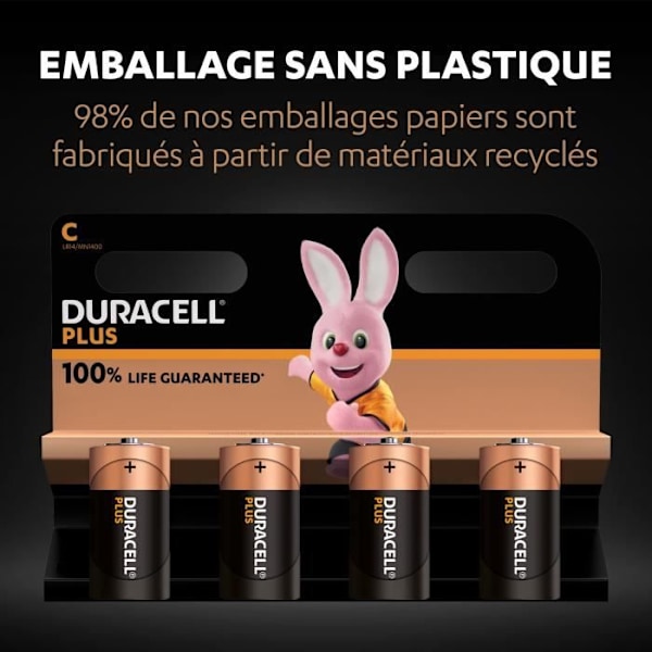 Duracell Plus Alkaline C -paristot, 1,5 V LR14 MN1400, 4 kpl pakkaus