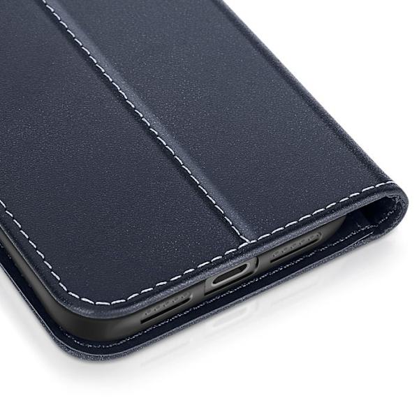 Plånboksfodral - AVIZAR - iPhone 17 Pro - Premiumläder - Ställfunktion - Mörkblå Blå