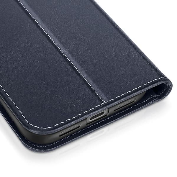 Pung Etui - AVIZAR - iPhone 17 Pro - Premium Læder - Ståfunktion - Mørkeblå Blå