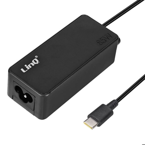 USB C Strømforsyning Oplader til Laptop Strømforsyning 65W LinQ Svart