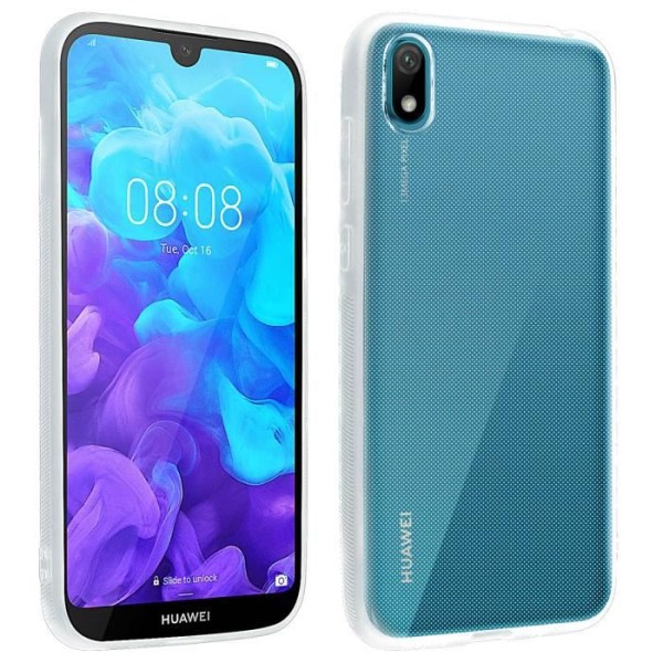 Suojakuori ja suojauskalvo - AVIZAR - Huawei Y5 2019 - Silikoni geeli - Karkaistu lasi - Musta Svart