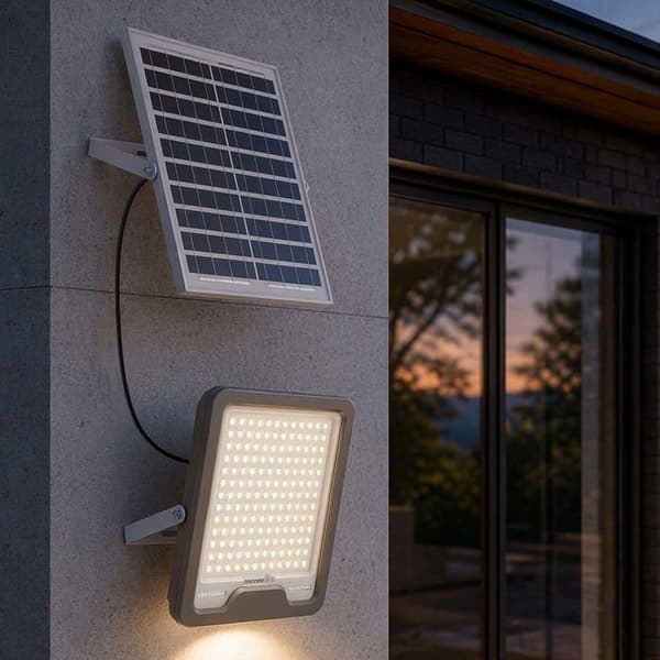 LED-solarprojektor 16 W med solpanel 20 W och automatisk detektion grå Grå