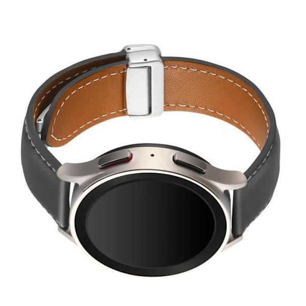 Armband för Galaxy Watch 5 / 5 Pro / 4 i läder med svart magnetisk spänne svart