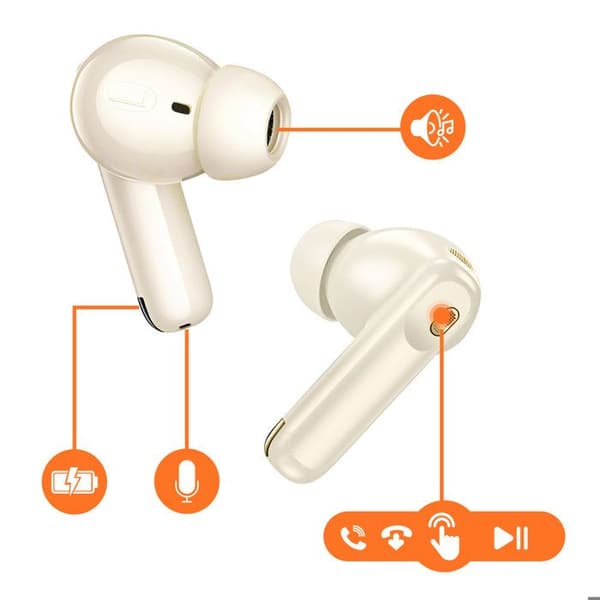 Trådlösa hörlurar - HOKO - TWS - Bluetooth 5.4 - ANC & ENC - LED-touchfodral - Vit Vit