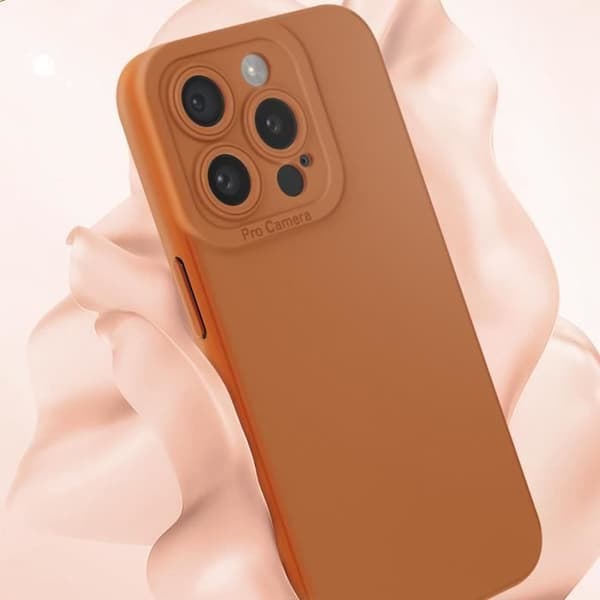 Etui til iPhone 15 Pro - AVIZAR - Mat Silikone - Brun - Kamerabeskyttelse kastanj