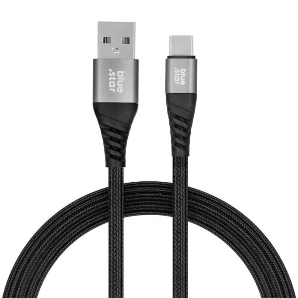 USB til USB-C-kabel 3A ladesynkronisering Nylonflettet 1,2 m Blå Stjerne Sort Svart