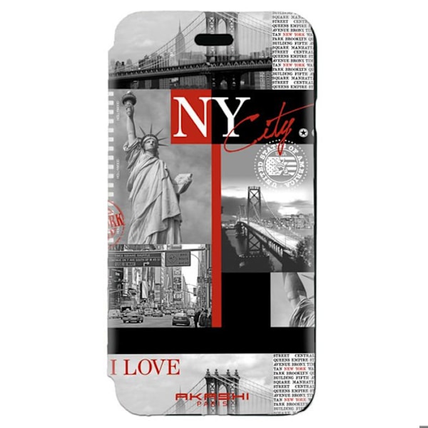Etui Portefeuille Akashi New York iPhone 7 og iPhone 8 - Indbygget kortlomme Röd