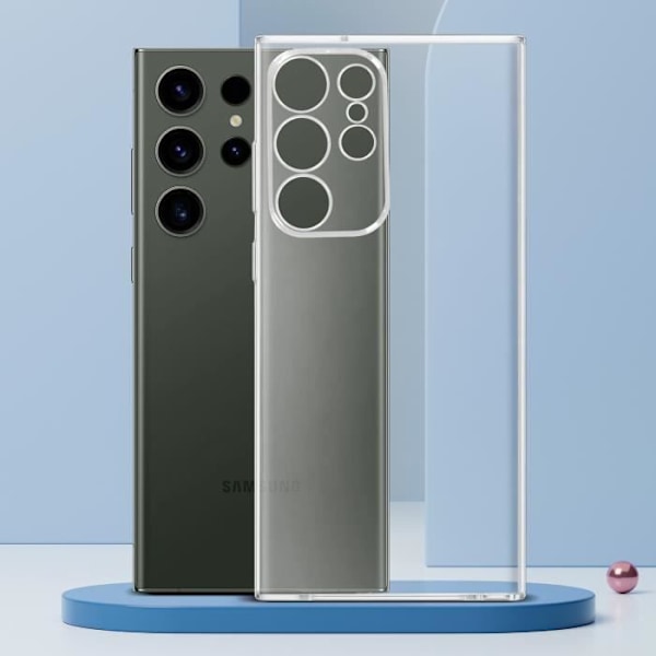 AVIZAR Skyddsfodral till Samsung Galaxy S23 Ultra - Genomskinlig silikon - Kameraskydd Vit