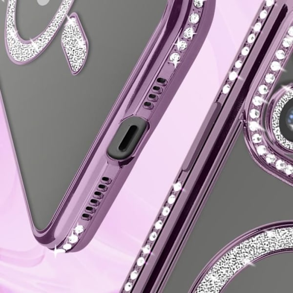Diamantfodral för iPhone 12 Pro Max - AVIZAR - MagSafe Protection - Lila Rhinestone Outline Lila