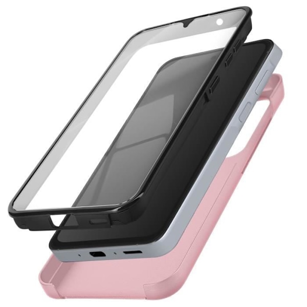 Komplet etui til Samsung A55 - AVIZAR - Hard and Soft Touch Front - Pink - Champagne Rosa