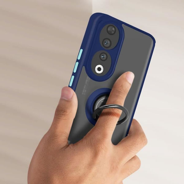 Fodral för Honor 90 - AVIZAR - Ringrip - Metallring - Videostöd - Blå Blå