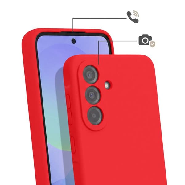 Siliconfodral för Samsung Galaxy A56 med röd nackrem Röd