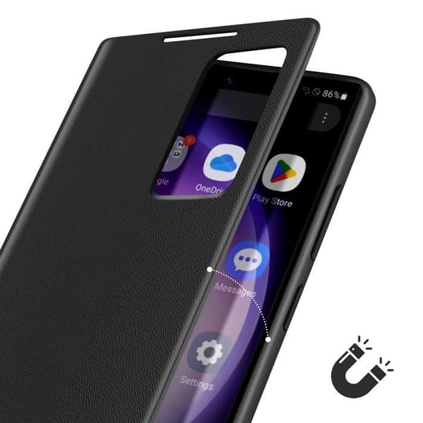 Fönsterfoder för Samsung Galaxy S23 Ultra med kortficka i svart Svart