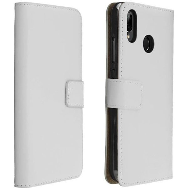 Huawei P20 Lite-fodral - Läderhölster - Vit - Helt skydd - Kortfack - Videostöd Vit