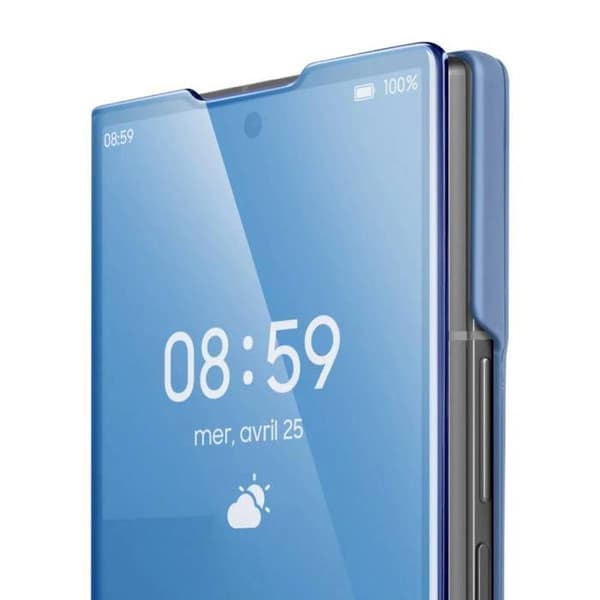Skyddsfodral - AVIZAR - Galaxy Z Fold 7 - Clear View - Videostöd - Blå Blå