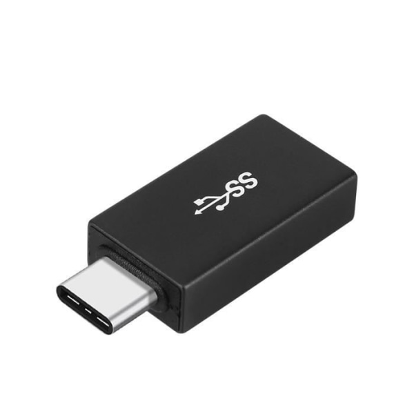 Erittäin pienikokoinen USB-A-naaras-USB-C-urossovitin, musta