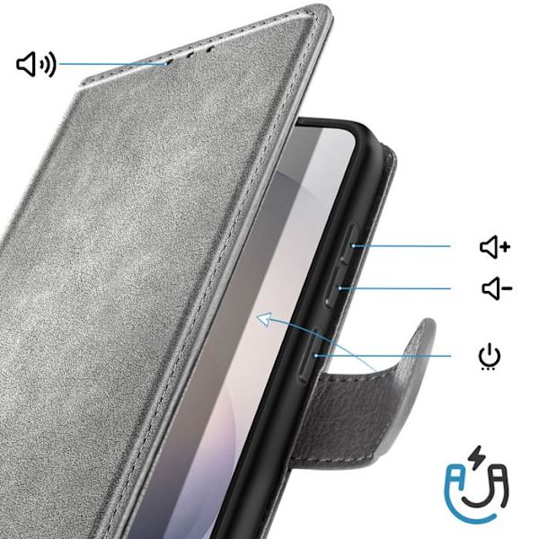 Pungetui til Galaxy S26 Plus Chesterfield Prægning Standfunktion Grå Grå