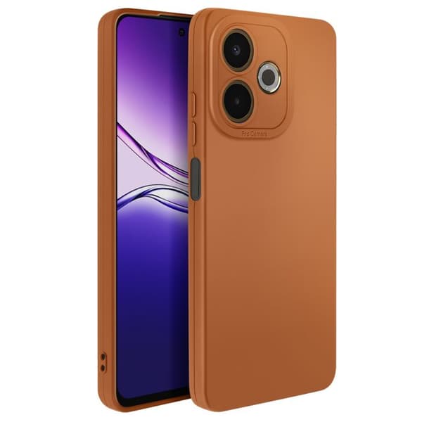 Silikonskal för Oppo A5 Pro med Kameraförstärkning i Brunt kastanj