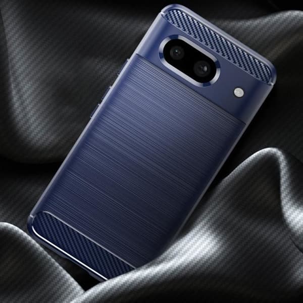 Cover til Google Pixel 8a - AVIZAR - Fleksibel kulstof og børstet effekt midnatsblå Blå