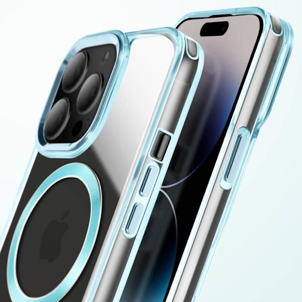 Coque MagSafe för iPhone 14 Pro Max Bakre Glas Blå Färg Blå