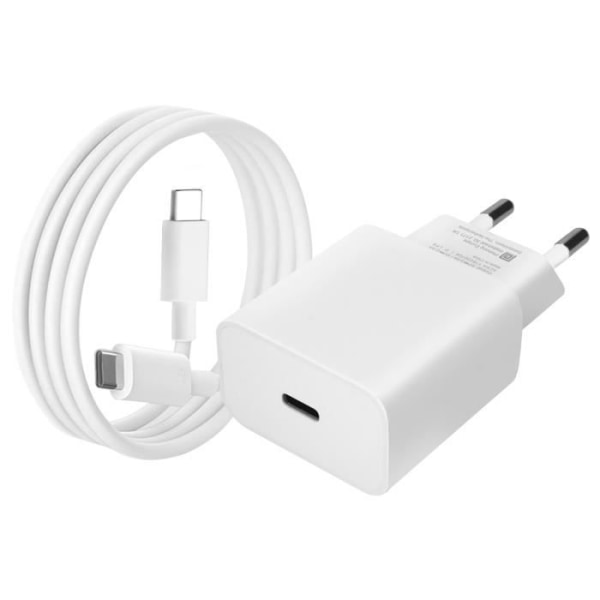 Googlen alkuperäinen USB-C-virtalaturi 18W + USB-C latauskaapeli valkoinen
