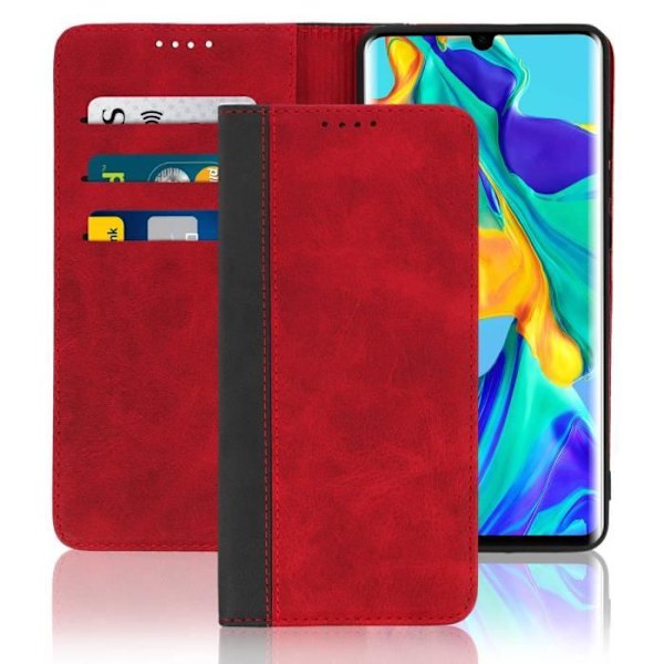 Fodral Plånbok - AVIZAR - Huawei P30 Pro - Ekologiskt läder - Röd - Videostöd Röd