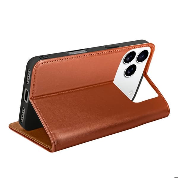 Folioetui - AVIZAR - iPhone 17 Pro Max - Brunt läder - Kortfack - Ställfunktion kastanj