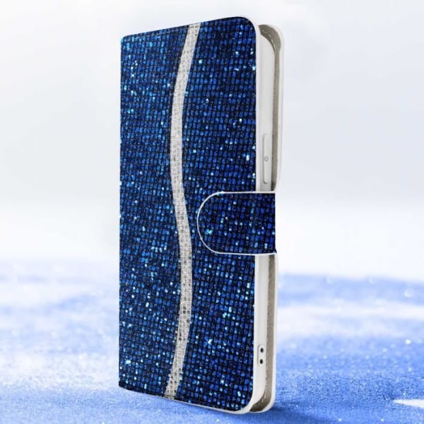 iPhone 15 Plus Case Glitter Disco Lompakkoteline Video Sininen