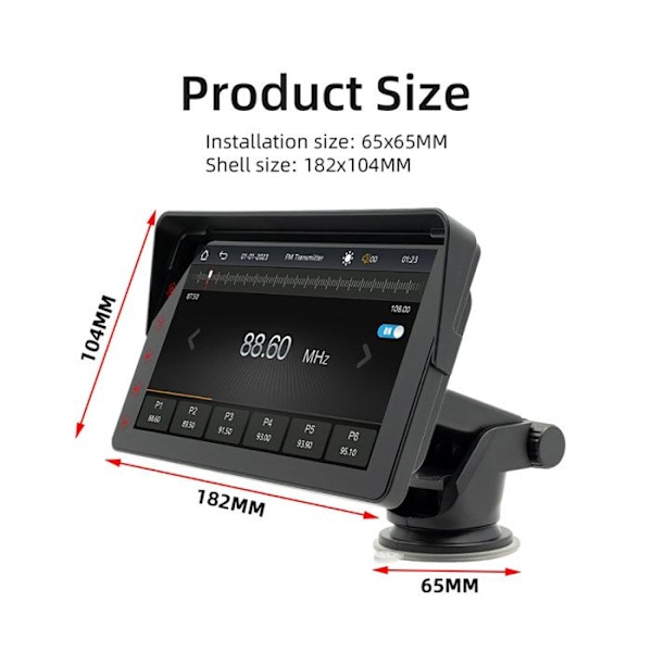 7" Kosketusnäyttö CarPlay Android Autolla / GPS / MP5-soitin / Mirrorlink Musta