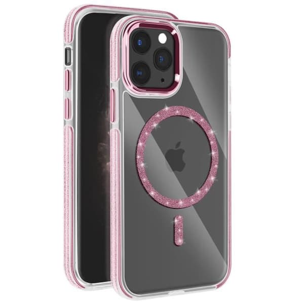 Coque MagSafe - Silikone - iPhone 11 Pro - Glitrende - Stødabsorberende - Beskyttelse af kamera Rosa