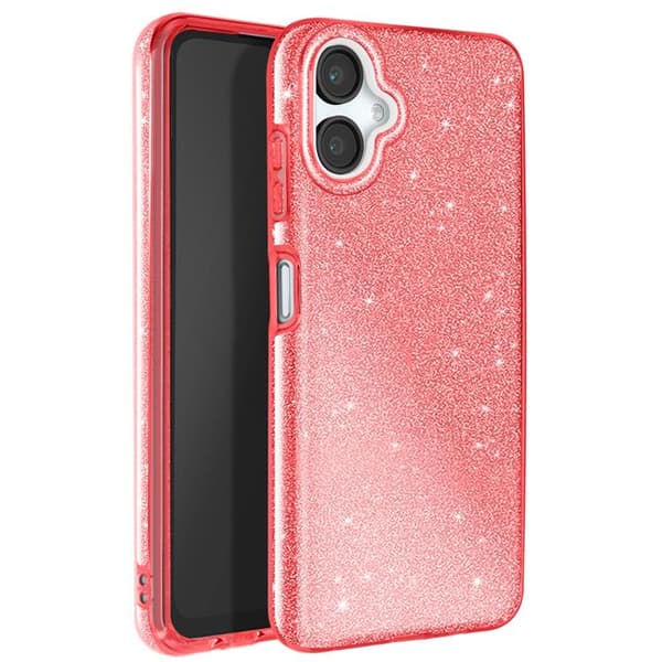 Glittrande skyddsfodral för Samsung Galaxy A06, stöttåligt, röd Röd