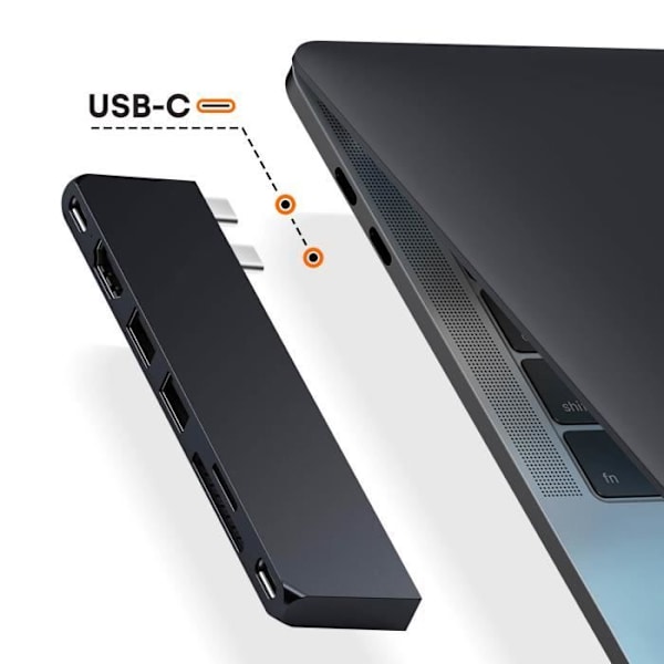 Macbook Hub Satechi Pro Slim Hub Svart, USB USB-C HDMI 4K-kortläsare
